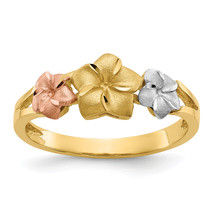 14k Tri-color Plumeria Ring D1889 - $331.56