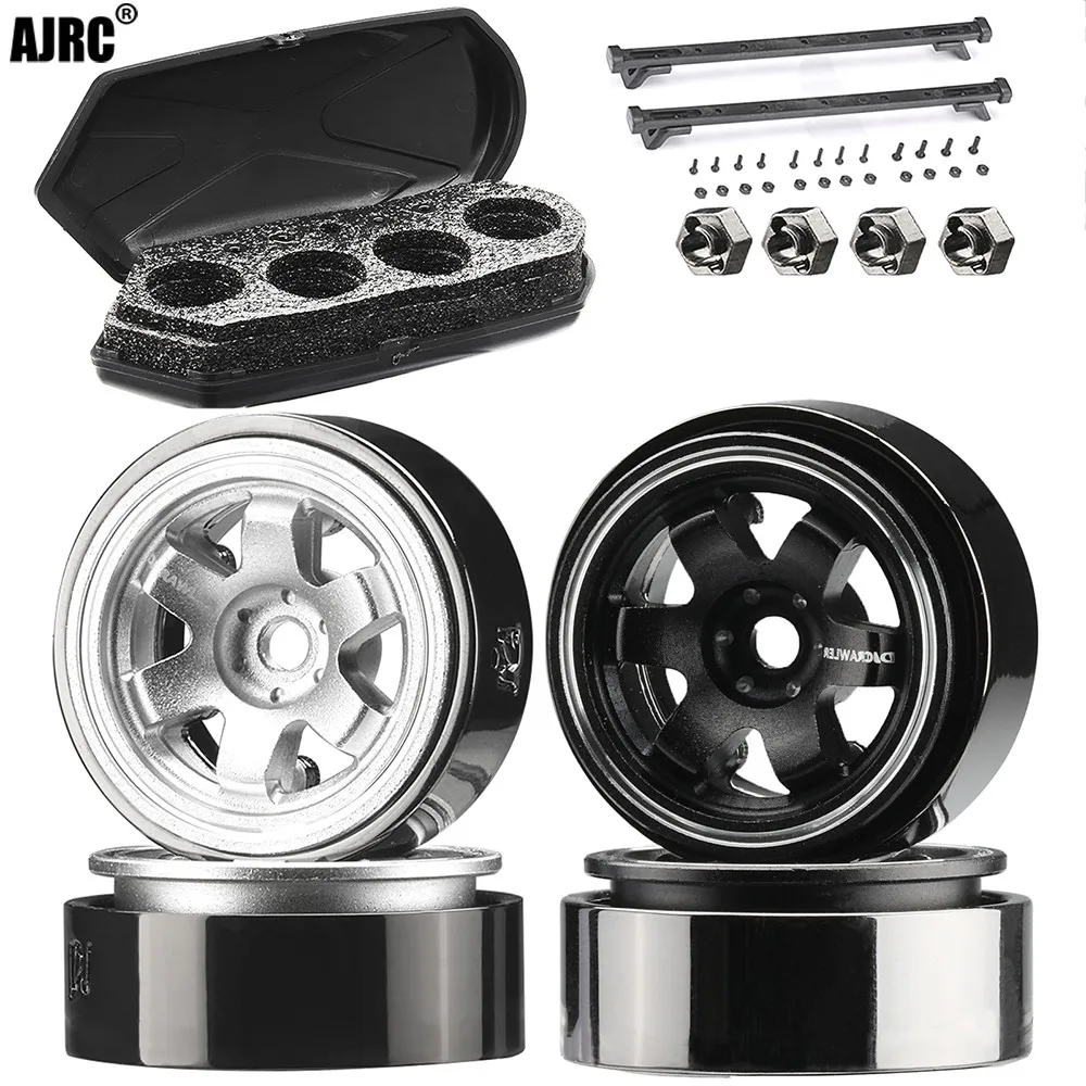4pcs 1 24 1 0 te37 aluminum alloy weighted wheel with adapters for axial scx24 axi thumb200