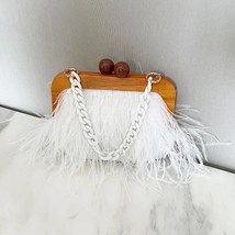  Ostrich Feather Handbag Women Retro en Evening Bags Purse Colorful Acrylic Chai - £97.30 GBP