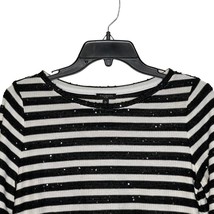 Talbots Petites T-Shirt Top Size Small Petite Black White Sequin Striped Womens - £15.90 GBP