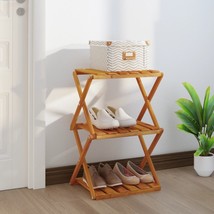 3-Tier Folding Shelf Brown 43x31x63 cm Solid Wood Acacia - £23.10 GBP