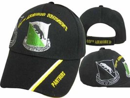 AES U.S. Army 69th Armored Regiment Panthers Embroidered Shadow Black Cap Hat - £11.62 GBP