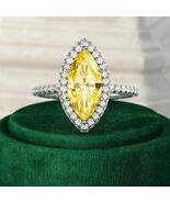 1.50 CT ICED OUT Fancy Yellow Lab Grown Diamond Marquise Halo Engagement... - $3,502.40 CAD