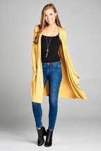 Plus Size Long Sleeve Cardigan w/ Pockets - Yellow - £31.96 GBP