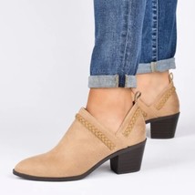 Journee Collection Sophie Braided Strap Bootie, Block Heel, Tan, Size 11, Nwt - £44.17 GBP