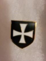 Knight's Templar White Cross on Black Shield Lapel Pin  image 1