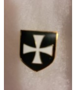 Knight&#39;s Templar White Cross on Black Shield Lapel Pin  - $8.99