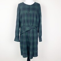 Cotelac Women Dress Plaid Green Size 1 Long Sleeve Button Round Neck Kne... - £55.38 GBP