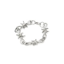 Barbed Wire Bracelet Chain Silver High Fashion Streetwear Jewelry - £15.92 GBP