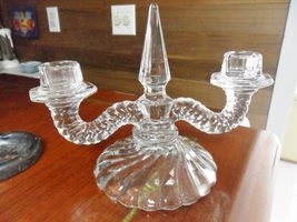 Compatible with Fostoria Glass Double Light Candle Holder Colony Pattern 1960s C - £34.65 GBP