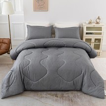 Queen Size Comforter Set 3 Pieces, Down Alternative Lightweight Bedding Comforte - £59.38 GBP