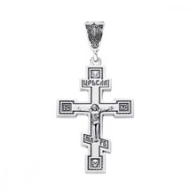 New Pendant Cross Jesus Christ Jewelry Charm Sterling 925 Silver Pray Orthodox - £89.19 GBP