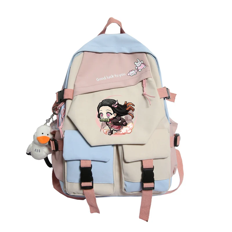 Anime Backpack Demon Slayer Nezuko Kawaii Cartoon School Bag Manga Girls Travel  - $101.29