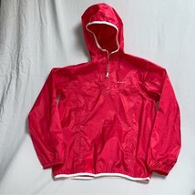 Quechua Red/Pink White Girls 8-10 Rain Windbreaker Jacket Pullover Hooded Hoodie - £18.99 GBP