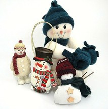 Snowman Lot of 4 Plush Hugger 8&quot;, 4.5&quot; Standing Figurine, Gift Bag Chris... - £11.09 GBP