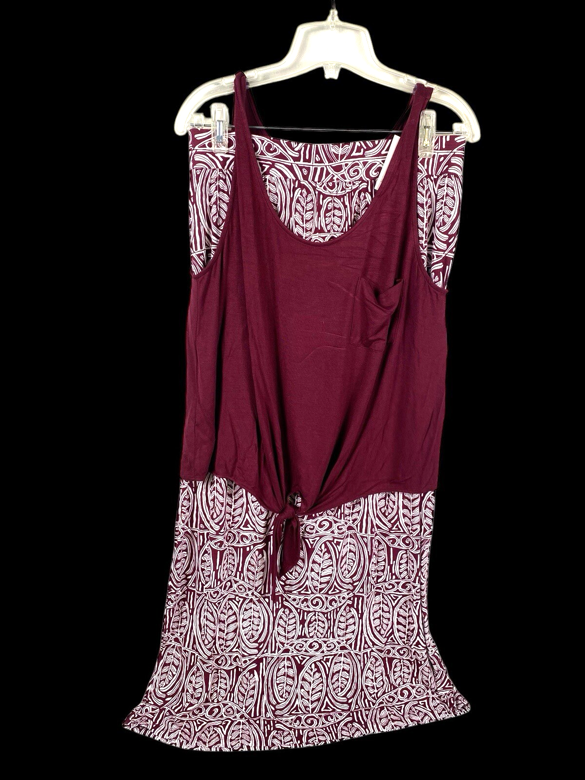 LOFT 2 Pc Set Crop Tank Top &amp; Maxi Skirt Size Medium / Large Burgundy Re... - $49.39