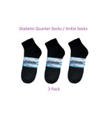  Womens Diabetic Socks Black   Quarter / Ankle Socks - Set of 3 Pairs - ... - $296.04 MXN