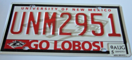 UNM  UNIVERSITY OF NEW MEXICO COLLEGIATE LICENSE PLATE  &quot;UNM 2951 &quot;  GO ... - $18.00