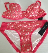 Marc Jacobs Colette 2PC Bikini Barbie Pink Floral Swimsuit Swimwear Sz Mnwt - £59.97 GBP