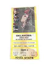 Ncaa Ticket Stub Iowa St. Cyclones @ Oklahoma Sooners 10/1/1988 Holieway Switzer - £16.07 GBP