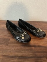 Coach Black Glitter Flats Loafers Drivers Charm Designer Patent Leather - £44.09 GBP