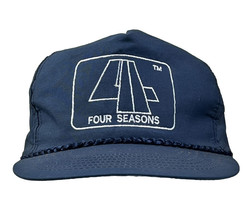 RARE Vintage Four Seasons Roadway Logo Snapback Trucker Hat Blue Rope Ca... - £17.04 GBP