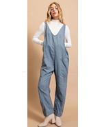 New GIGIO S M L Blue Cotton Chambray Overalls Front Pockets Adjustable S... - $473.86 MXN