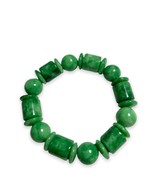 Emerald Green Jade Beaded Stretch Bracelet Good Luck Prosperity Health W... - $16.82