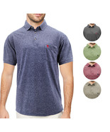 Men&#39;s Solid Short Sleeve Heathered Cotton Jersey Embroidered Logo Polo S... - $35.10 CAD