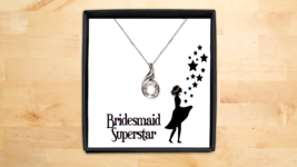Bridesmaid Jewelry Wedding Party Proposal Gift Teardrop 925 Silver Necklace - £37.95 GBP+