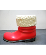 Ceramic Christmas Santa Boot Painted Candy Cane Pencil Holder 6&quot; Tall 8&quot;... - $20.51 CAD