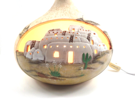 Native American Pottery Electric Lamp Trimmed 3D Hand Painted Clay  - $101.87