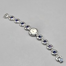 Nolan Miller Faux Purple Sapphire Wristwatch Round Stones Silver Tone NEW - $28.84
