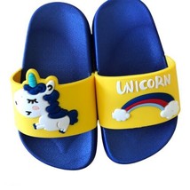 Kids Cartoon Unicorn Bathroom Slides Blue Yellow size 3T Unisex - £9.27 GBP