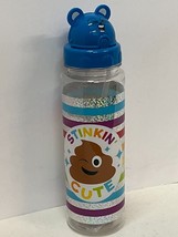 Reusable Bpa Free &quot;Stinkin&#39; Cute&quot; Poop Emoji Wink Printed Water Bottle, Straw - £9.44 GBP