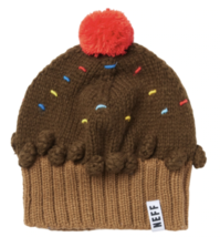 Neff Women&#39;s Girls Chocolate Brown Cupcake Beanie Skullie Winter Hat NWT - £14.90 GBP