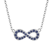 Rhodium Plated Sterling Silver Sapphire Infinity Necklace - MSRP $124.99 - £15.21 GBP