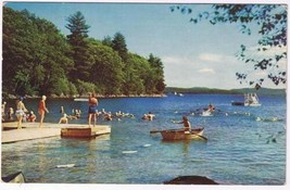 California Postcard Bathers In Lake Dock Boats Summer Fun - £1.69 GBP