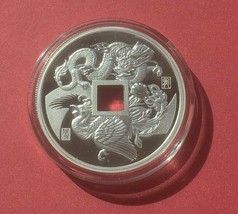 2018 PHOENIX AND DRAGON 1 OZ CASH PROOF SILVER MEDAL CHINA  - ONLY 5,000... - $96.95
