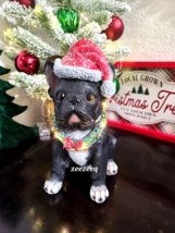 Christmas Boston Terrier Pug Dog LIGHTED Resin Figurine Figure Decor 9.5&quot; - £36.07 GBP