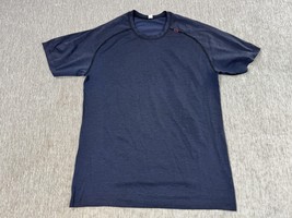 Lululemon Shirt Mens Medium Navy Blue Short Sleeve Performance Metal Ven... - $29.69