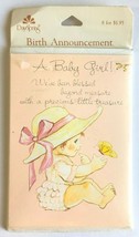 Vintage Baby Birth Announcement Cards Girl 8 in Pack Day Spring - £12.28 GBP