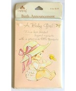 Vintage Baby Birth Announcement Cards Girl 8 in Pack Day Spring - £12.44 GBP