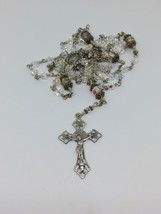 Vintage Sterling Silver 925 Religious Beaded Cross Necklace 34&quot; - £62.90 GBP