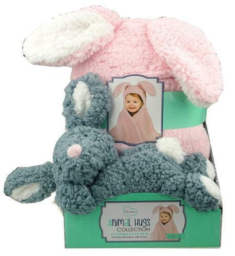 Little Miracles Animal Hugs Collection Hooded Blanket w/ Plush, 2 PC RABBIT NEW - $20.79