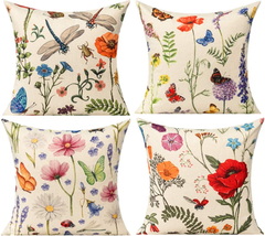 All Smiles Outdoor Patio Throw Pillow Covers Summer Spring Garden Flowers Farmho - £21.50 GBP