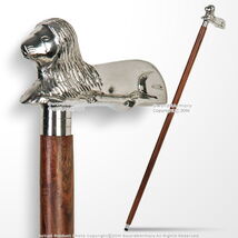 35.5" Handmade Sheesham Wood Gentleman Walking Cane with Lion Solid Bras... - $15.82