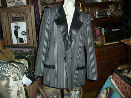 Dana Cote D&#39;azur Sharp Vintage Wool Soft Leather Blazer Size 46 - £35.20 GBP