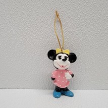 Vintage Disney Minnie Mouse Pink Dress Christmas Ornament Japan Ceramic - £10.20 GBP