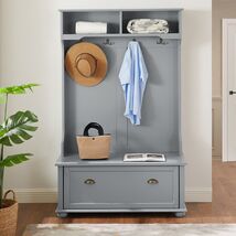 Coastal Hall Tree Bench with Storage &amp; Shoe Cabinets - Gray - $189.99